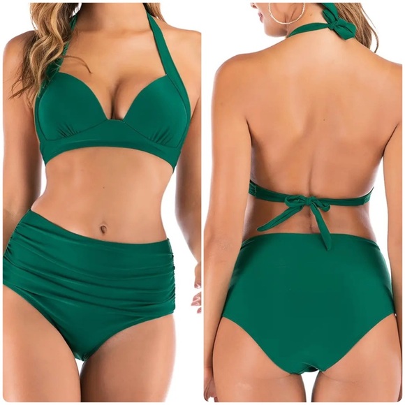 Pretty Woman Boutique Other - Green Push Up Halter High-Waisted Bikini Set